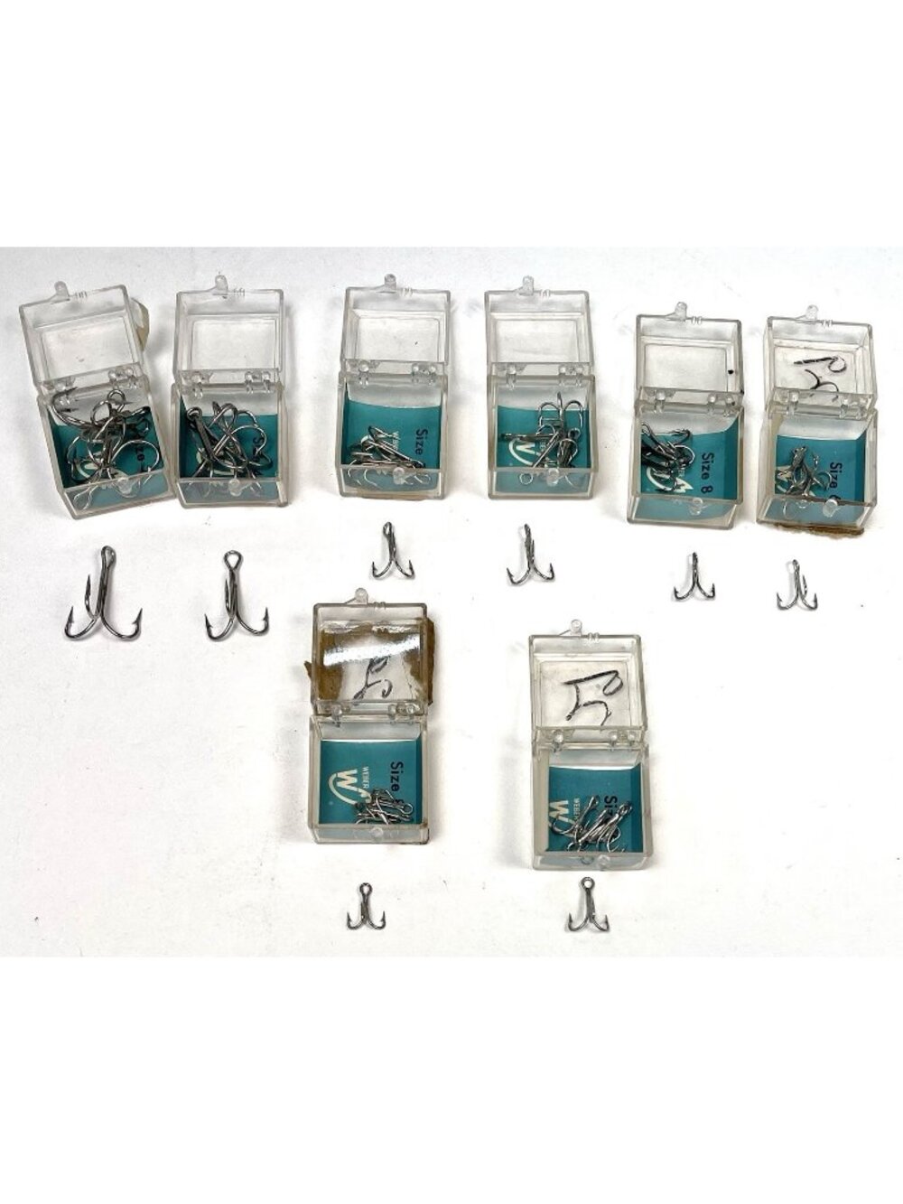 VTG Lot 40 WEBER Fishing TREBLE HOOKS Assorted Sizes 2 4 6 8 w/ Cases NEW Unused